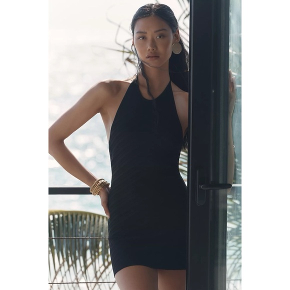 PQ Swim x Anthropologie ❥ Elegant Black Halter Coverup Dress - Picture 4 of 5